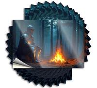 Stickers for Cars Knight Sitting by Campfire in Forest Sticker 10Pcs Car Window Stickers Sticker for Cars(12X18CM)