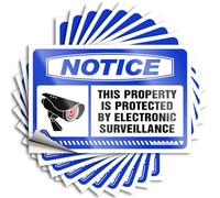 Stickers For Cars Notice This Property Is Protected By Electronic Surveillance Stickers 10Pcs Car Accessories Garage Signs For Men Funny(12X18CM)
