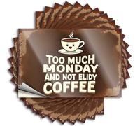 Stickers for Cars Too Much Monday? Not Without Elidy Coffee! Stickers 10Pcs Funny Bumper Stickers Windshield Stickers for Cars(6X9CM)