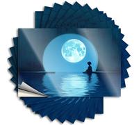 Stickers for Your Car A Child Sits On A Raft Gazing at A Large Full Moon Through an Archway Sticker 10Pcs Race Car Stickers and Decals Prank Stickers(12X18CM)