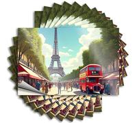 Stickers for Your Car A Vibrant Street Scene in Paris with The Eiffel Tower in The Background Sticker 10Pcs Race Car Stickers and Decals Prank Stickers(6X9CM)