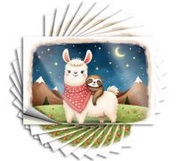 Stickers for Your Car Adorable Friends: Llama and Sloth in The Night Stickers 10Pcs Funny Sign Decor Funny Bumper Stickers(8X12CM)