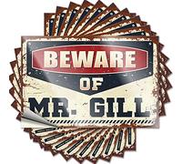 Stickers for Your Car Beware of Mr. Gill Funny Sticker 10 Pcs Car Accessories Man Cave Signs for Men(8X12CM)