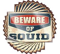 Stickers for Your Car Beware of Squid Funny Sticker 10 Pcs Stickers for Trucks Car Sticker Decals(6X9CM)
