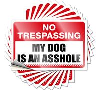 Stickers for Your Car No Trespassing My Dog is an Ass-le Funny Sticker 10 Pcs Bumper Stickers, Decals & Magnets Car Accessories(6X9CM)