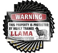 Stickers for Your Car Warning This Property is Protected by A Highly Trained Llama Funny Sticker 10 Pcs Sarcastic Signs Funny Car Stickers(8X12CM)
