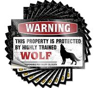 Stickers for Your Car Warning This Property is Protected by A Highly Trained Wolf Funny Sticker 10 Pcs Sarcastic Signs Funny Car Stickers(8X12CM)