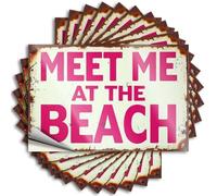 Stickers Large Waterproof Vinyl Sticker | Meet Me At The Beach. Half Cover for Layered DIY Projects(8X12CM)