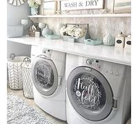 Stickers Laundry Room Decor Self Service Laundry Fluff & Fold Mural Removable Vinyl Decal Set Bathroom Accessories Poster HJ0443-601 white,Height 20cm