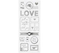 Stickers Love, sheet 10x24 cm, approx. 14 pc, silver, love, 1sheet (US IMPORT)