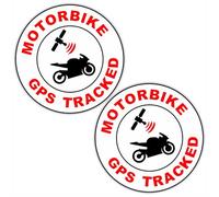 Stickers Motorbike GPS Tracked Warning Vehicle Protection Security Signs Protected Secure Alarm Satellite Tracking Device Rounded (Externally to Surfaces, 30mm x 30mm)
