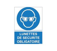 Stickers or sign compulsory PPE 15 x 20 cm - Labour Safety Signs - Compliant Personal Protective Equipment Display - (Stickers, Glasses)
