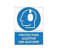 Stickers or sign compulsory PPE 15 x 20 cm - Safety Signage - Compliant Personal Protective Equipment Display - (Pvc 3 mm, Hearing Protection)