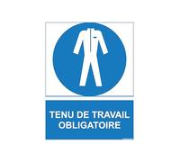 Stickers or Sign Mandatory PPE 15 x 20 cm - Safety Signage - Compliant Personal Protective Equipment Display - (Pvc 3 mm, Work Suit)