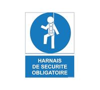 Stickers or Sign Mandatory PPE 15 x 20 cm - Safety Signage - Compliant Personal Protective Equipment Display - (Pvc 3 mm, Safety Harness)