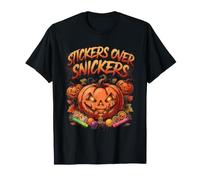 Stickers Over Snickers Food Allergy Halloween Teal Pumpkin T-Shirt