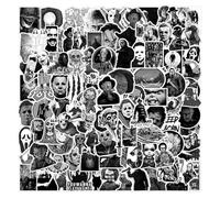Stickers Pack of 100, Horror Film Characters Stickers, Graffiti Waterproof Vinyl Black & White Horror Stickers for Laptop, Suitcase, Halloween, Wall Decoration
