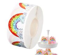 Stickers - Rainbow Labels | 500pcs Glitter Party Gift Wrapping Cute Stationery Kids Decorative Decals Scrapbook Journal School Classroom Craft Activity Boy Girl Creative Art Project DIY Fun Supply Rol