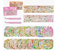 Stickers Scene,Cute Mini House Stickers 40 Sets Large Set for Adults with Tweezers Make Your Own Room Mini Sticker Scene Therapy for Adults Relief Stress Pass The Time Gift