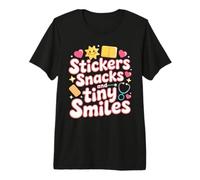 Stickers Snacks and Tiny Smiles Peds Nurse Premium T-Shirt