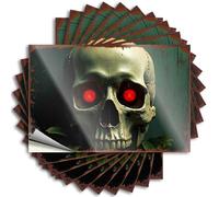Stickers - Unique Case Spooky Skull with Glowing Red Eyes for Beer Man Cave Decor(8X12CM)