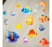 Stickers4 Bathroom Tile - Window - Shower Screen Decorative Tropical Fish Stickers | Double Sided Static Cling Removable and Reusable Colorful Under The sea Collection - Size Small