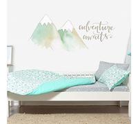 Stickerscape Adventure Awaits Mountain Wall Sticker (Aqua - Large) | Mountain Wall Stickers | Perfect for Decorating a Woodland Themed Bedroom or Nursery | Easy to Apply, Cleanly Removable