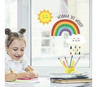 Stickerscape Follow The Rainbow Window Stickers | Easy to Apply | Repositionable and Reusable | Viewable From Both Sides Of A Window | Perfect To Brighten Up A Room (Reversed)