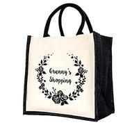 Stickerscape Granny Wreath Shopping Canvas Bag (Black) | Mothers Day Gifts for Mum Grandma | Grandma Gifts, Nana Gifts, Nan Gifts| Made in the UK | Available in 4 Colour Options, 003039B-B-Granny