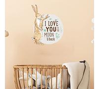 Stickerscape Guess How Much I Love You Wall Stickers (Moon & Back - Hug) | Nursery Wall Stickers, Woodland Wall Stickers, Nursery Wall Decor| Easy to Apply, Cleanly Removable