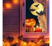 Stickerscape Halloween Window Stickers (Bat and Moon - Regular Size) | Halloween Window Decorations | Reusable and Cleanly Removable | Made in the UK