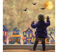 Stickerscape Halloween Window Stickers (Haunted Village - Large Size) | Halloween Window Decorations | Reusable and Cleanly Removable | Made in the UK