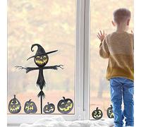 Stickerscape Halloween Window Stickers (Scarecrow and Pumpkins - Large Size) | Halloween Window Decorations | Reusable and Cleanly Removable | Made in The UK