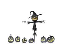 Stickerscape Halloween Window Stickers (Scarecrow and Pumpkins - Regular Size) | Halloween Window Decorations | Reusable and Cleanly Removable | Made in the UK