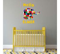 Stickerscape Hello Elmer Wall Sticker | Perfect for A Childs Bedroom, Playroom Or Nursery | Easy to Apply | Official Elmer The Patchwork Elephant Collection (Regular)