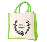 Stickerscape Nan Wreath Shopping Canvas Bag (Nan - Green) | Mothers Day Gifts for Mum or Grandma | Grandma Gifts, Nana Gifts, Nan Gifts| Made in the UK | Available in 4 Colour Options, 003039G-A-Nan