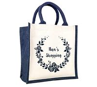 Stickerscape Nana Wreath Shopping Canvas Bag (Navy) | Mothers Day Gift for Mum or Grandma | Made in the UK | Available in 4 Colour Options