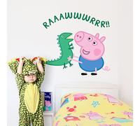 Stickerscape Peppa Pig George Wall Stickers (George with Dinosaur - Large Size)| Official Peppa Pig Wall Decal, Wall Decor | Easy to Apply, Cleanly Removable