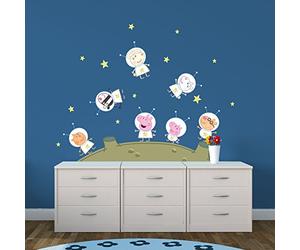 Stickerscape Peppa Pig Space Wall Stickers (Peppa Moon - Regular Size)| Official Peppa Pig Wall Decal, Wall Decor | Easy to Apply, Cleanly Removable
