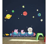 Stickerscape Peppa Pig Space Wall Stickers (Personalised Rocket Train - Regular Size)| Official Peppa Pig Wall Decal, Wall Decor | Easy to Apply, Cleanly Removable