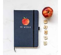 Stickerscape Personalised Apple Notebook | Gift for School Teacher, Friend Or Family Member | A5 Lined Hardback | Recycled Paper | Black or Blue (Blue)