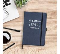 Stickerscape Personalised Epic Lesson Plans Heart Notebook | Gift for School Teacher, Friend Or Family Member | A5 Lined Hardback | Recycled Paper | Black or Blue (Blue)