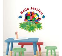 Stickerscape Personalised Hello Elmer Wall Sticker | Perfect for A Childs Bedroom, Playroom Or Nursery | Easy to Apply | Official Elmer The Patchwork Elephant Collection (Regular)