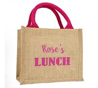 Stickerscape Personalised Lunch Bag | Personalised Gift for Teacher's | Hand Finished and Made in The UK (Pink Bag - Pink Text)