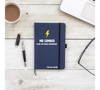 Stickerscape Personalised World Domination Heart Notebook (Blue) | Gift for School Teacher, Friend Or Family Member | A5 Lined Hardback | Recycled Paper