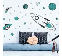 Stickerscape Rocket Wall Stickers (Blue Rocket) | Planet Wall Decals, Space Stickers for Walls, Space Wall Decor| Easy to Apply, Cleanly Removable