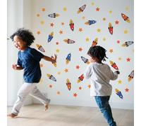 Stickerscape Rocket Wall Stickers (Colourful Rockets) | Planet Wall Decals, Space Stickers for Walls, Space Wall Decor| Easy to Apply, Cleanly Removable