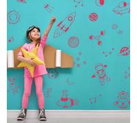 Stickerscape Space Doodles Wall Sticker Pack (Pink)