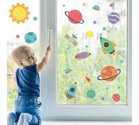 Stickerscape Space Window Decals - Colourful Space Window Stickers | Easy to Apply, Cleanly Removable and Reusable