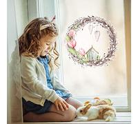 Stickerscape Spring Wreath Window Sticker | Easy to Apply | Repositionable and Reusable | Viewable from Both Sides of A Window | Spring and Easter Themed Window Stickers
